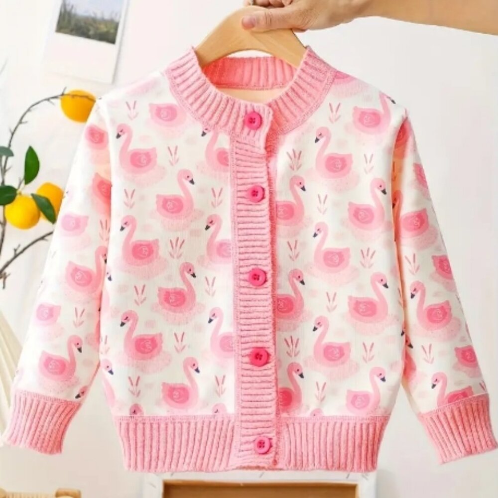 Boutique Swan Girls Pink Cardigan Sweater